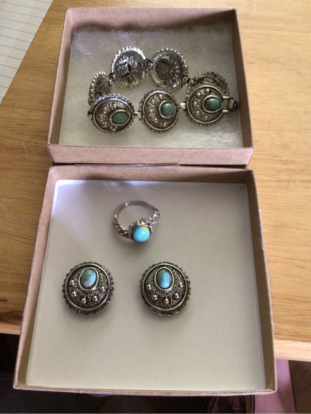 Source Unknown Silver-Tone Bracelet, Ring & Earrings with Turquoise Accents